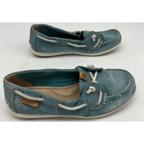Sperry Women's Top-Sider Coil Canvas Slip-On Boat Shoes Size 7M Teal Blue Casual - Picture 6 of 8